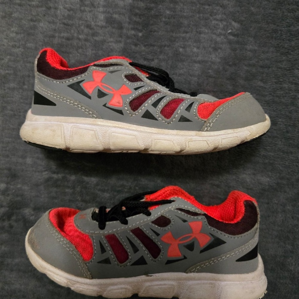 Under Armour Kids Gray & Red Athletic Sneakers
